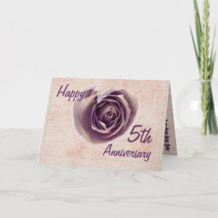 5周年結婚記念日 - 紫のバラのハート カード