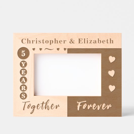 5周年記念の名前を永遠に レーザー彫刻フレーム (正面)