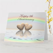 5周年記念の木ハート カード (黄色い花)