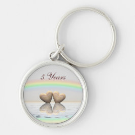 5周年記念の木ハート キーホルダー