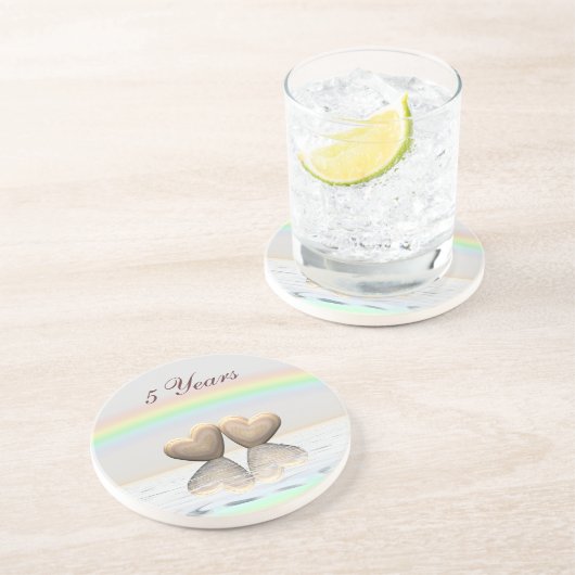 5周年記念の木ハート コースター (側面)