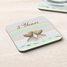 5周年記念の木ハート コースター