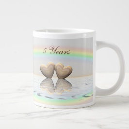 5周年記念の木ハート ジャンボコーヒーマグカップ