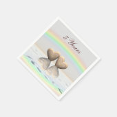 5周年記念の木ハート スタンダードカクテルナプキン (角)