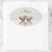 5周年記念の木ハート 楕円形シール (バッグ)