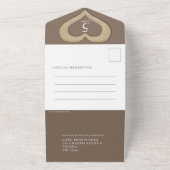 5周年記念の木製ハートの結婚式の写真は全て茶色 オールインワン招待状 (外側)