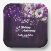 5周年記念の結婚記念日ストリングライト ペーパープレート (正面)