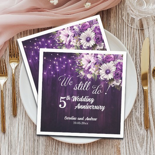 5周年記念の結婚記念日 ストリングライト スタンダードカクテルナプキン