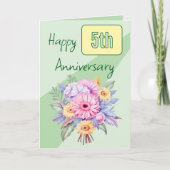 5周年記念ガーベラ花グリーン カード (正面)