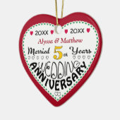 5周年記念ギフトハート型クリスマス セラミックオーナメント (左)