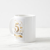 5周年記念ゴールドエレガントデザイン コーヒーマグカップ (正面左)