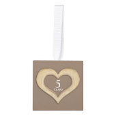 5周年記念ハートの写真 キューブオーナメント (正面)