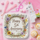 5周年記念パーティー用紙皿 結婚5周年 ペーパープレート (パーティー)