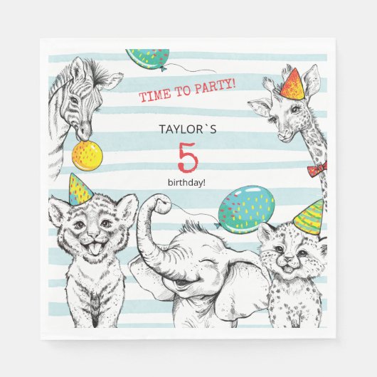 5周年記念パーティー紙ナプキン スタンダードランチョンナプキン (正面)