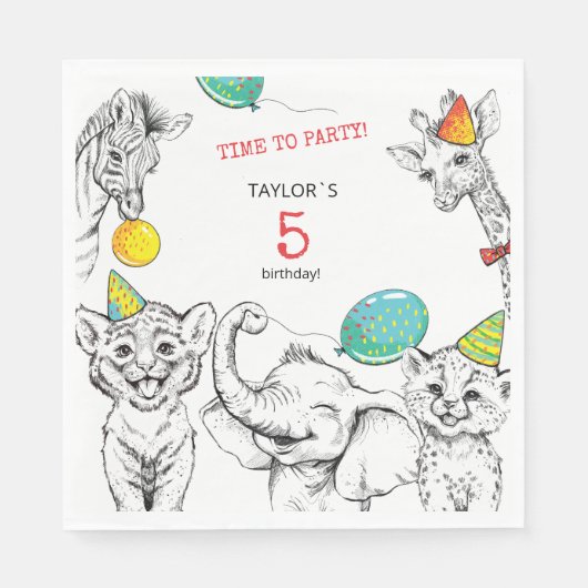 5周年記念パーティー紙ナプキン スタンダードランチョンナプキン (正面)