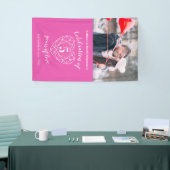 5周年記念ピンクハートパーソナライズされた写真 横断幕 (トレードショー)