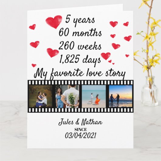 5周年記念フィルムストリップフォトディスプレイ カード (黄色い花)