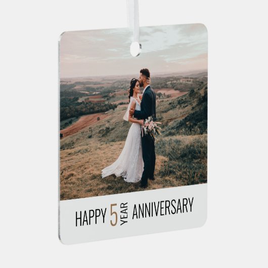 5周年記念写真ギフト記念 メタルオーナメント (正面右)