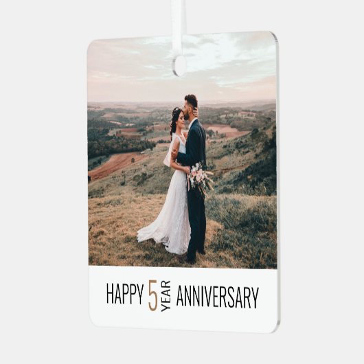 5周年記念写真ギフト記念 メタルオーナメント (正面左)