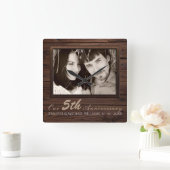 5周年記念写真結婚ギフト名の作成 スクエア壁時計 (ホーム)