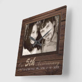 5周年記念写真結婚ギフト名の作成 スクエア壁時計 (傾斜)
