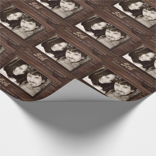 5周年記念写真結婚ギフト名の作成 ラッピングペーパー (角)