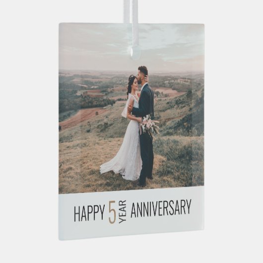 5周年記念写真記念ギフト ガラスオーナメント (正面右)