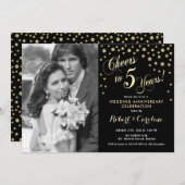 5周年記念写真 – 金ゴールドブラック 招待状 (正面/裏面)