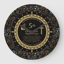 5周年記念司祭パーソナライズされた ラージ壁時計