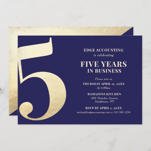 5周年記念招待状 招待状 (正面/裏面)