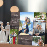 5周年記念撮影結婚後Happy Ever フォトプラーク<br><div class="desc">あなたの結婚写真の任意の年と5のためにパーソナライズすることができる周年記念写真プラお気に入りのーク。「今ま読で幸せに満ち足りた年」の言葉とテンプレートは、記念日を追加する準備ができて、あなたの名前と日付が確立された。デザインは茶色の素朴な田舎の木の外観を持ち、スクリプトとカジュアルスキニーなフォントタイポグラフィで文字を入力。写真を右から右に離れアップロードし、ポートレート、正方形、およびランドスケープ形式の組み合わせで表示される。アップロード前もしに、写真の配置に問題があり、関連する形状に切り抜こうとしている。</div>