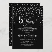 5周年記念祝賀 - シルバー ブラック 招待状 (正面/裏面)