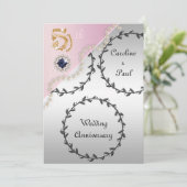 5周年記念結婚エンボスシルバーバラ金ゴールド 招待状 (スタンド正面)