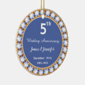 5周年記念結婚ダイヤモンド名前をカスタムする セラミックオーナメント (右)