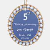 5周年記念結婚ダイヤモンド名前をカスタムする セラミックオーナメント (左)
