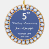 5周年記念結婚ダイヤモンド名前をカスタムする セラミックオーナメント (裏面)