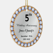 5周年記念結婚ダイヤモンド名前をカスタムする セラミックオーナメント (右)