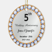 5周年記念結婚ダイヤモンド名前をカスタムする セラミックオーナメント (左)