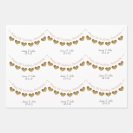 5周年記念結婚ハート ラッピングペーパーシート