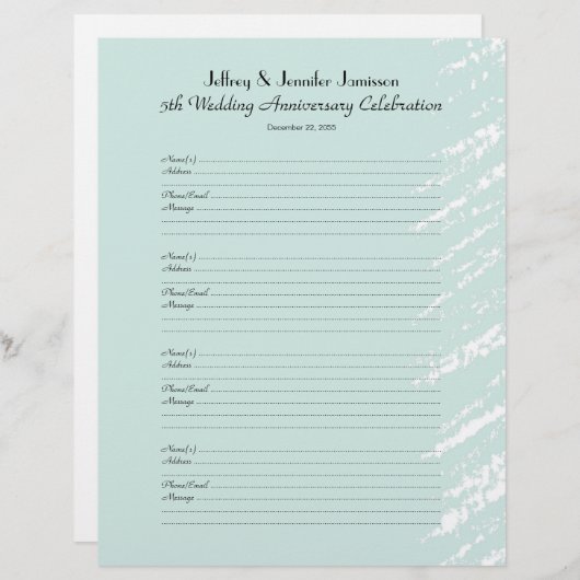 5周年記念結婚パーティーゲストブックサインイン (正面/裏面)