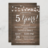 5周年記念結婚招待状ウッド素朴 招待状 (正面/裏面)