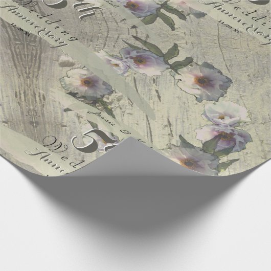 5周年記念結婚木材フローラ ラッピングペーパー (角)