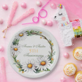 5周年記念結婚白デイジー ペーパープレート (パーティー)