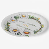 5周年記念結婚白デイジー ペーパープレート (アングル)