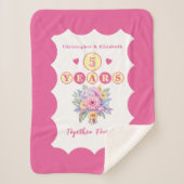 5周年記念花は永遠にピンク シェルパブランケット (正面)