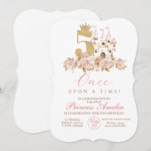 5周年記念 城のゴールドクラウンプリンセス フラワーバースデー 招待状 (正面/裏面)