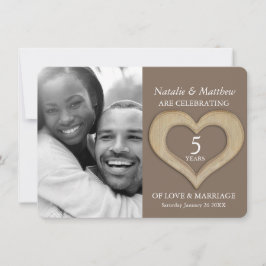 5周年 木婚式 ブラウン カスタム フォト 招待状