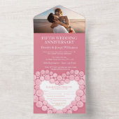 5周結婚年記念ピンク・ローズ・クォーツ写真 オールインワン招待状 (内側)