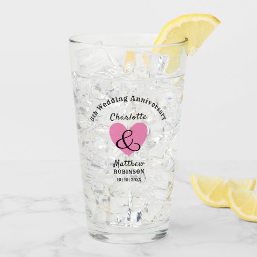 5回結婚記念贈パーソナライズされたり物 タンブラーグラス (アイス裏面)