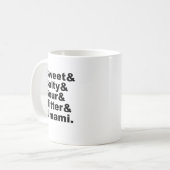 5好み|の甘く塩辛く酸っぱい苦いの及びUmami コーヒーマグカップ (正面左)